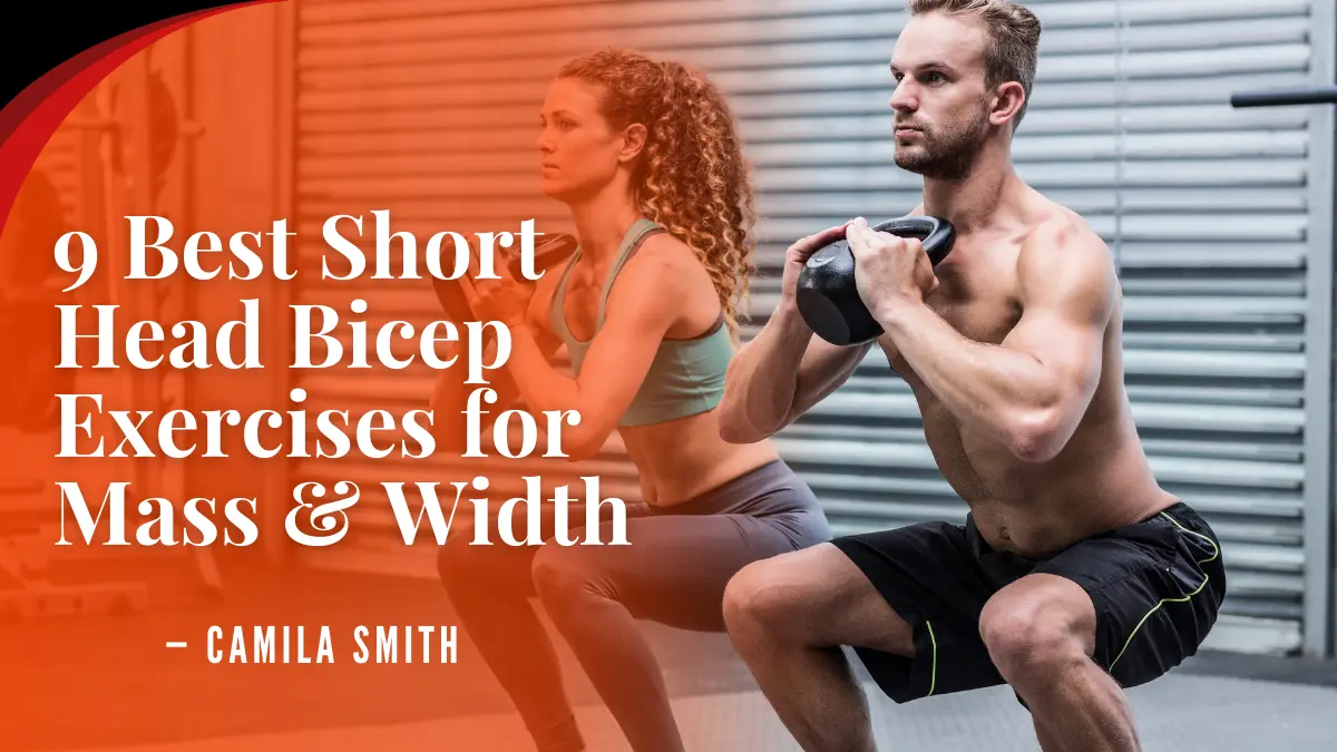 Bicep Workouts, Arm Day, Bodybuilding, Short Head Bicep, Hypertrophy, Fitness Guide, Bodybuilder doing spider curls on incline bench, diagram of short head vs long head bicep, man doing wide grip barbell curls, thick bicep peak flex