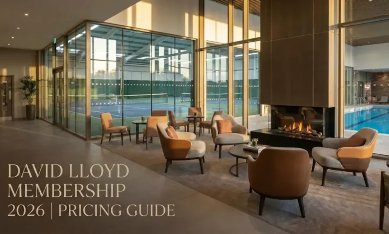 David Lloyd club exterior, indoor tennis courts, David Lloyd swimming pool, luxury gym lounge, David Lloyd spa facilities, membership price list 2026, gym cafe area.