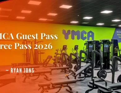 YMCA Guest Pass, YMCA, Guest Pass, Gym Guest Passes, Gym Free Trials, Family Gyms, Community Centers, YMCA exterior building sign, person checking in at YMCA front desk with guest pass, group of people in YMCA pool